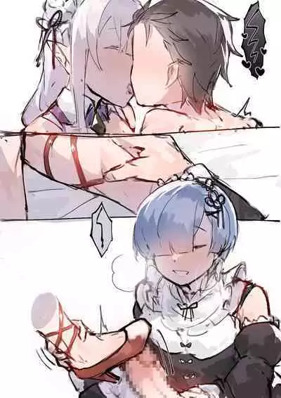 [Angel] Subaru x Emilia and Rem futa