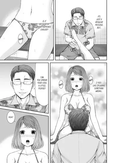 [Icelatte] Seitraishi ni Jirasare Tsuzuketa Tsuma ~Otto ni wa Ienai Nureiki Massage 1-3 | A Wife who Gets Teased Continually by a Masseur ー A Massage that Makes Me Cum Behind My Husband’s Back 1-3 [English]